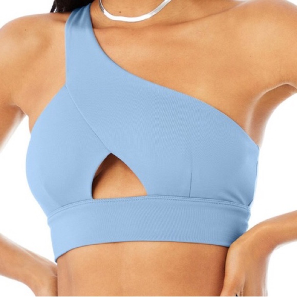 Alo Yoga Diagonal Flex Sports Bra Baby Blue